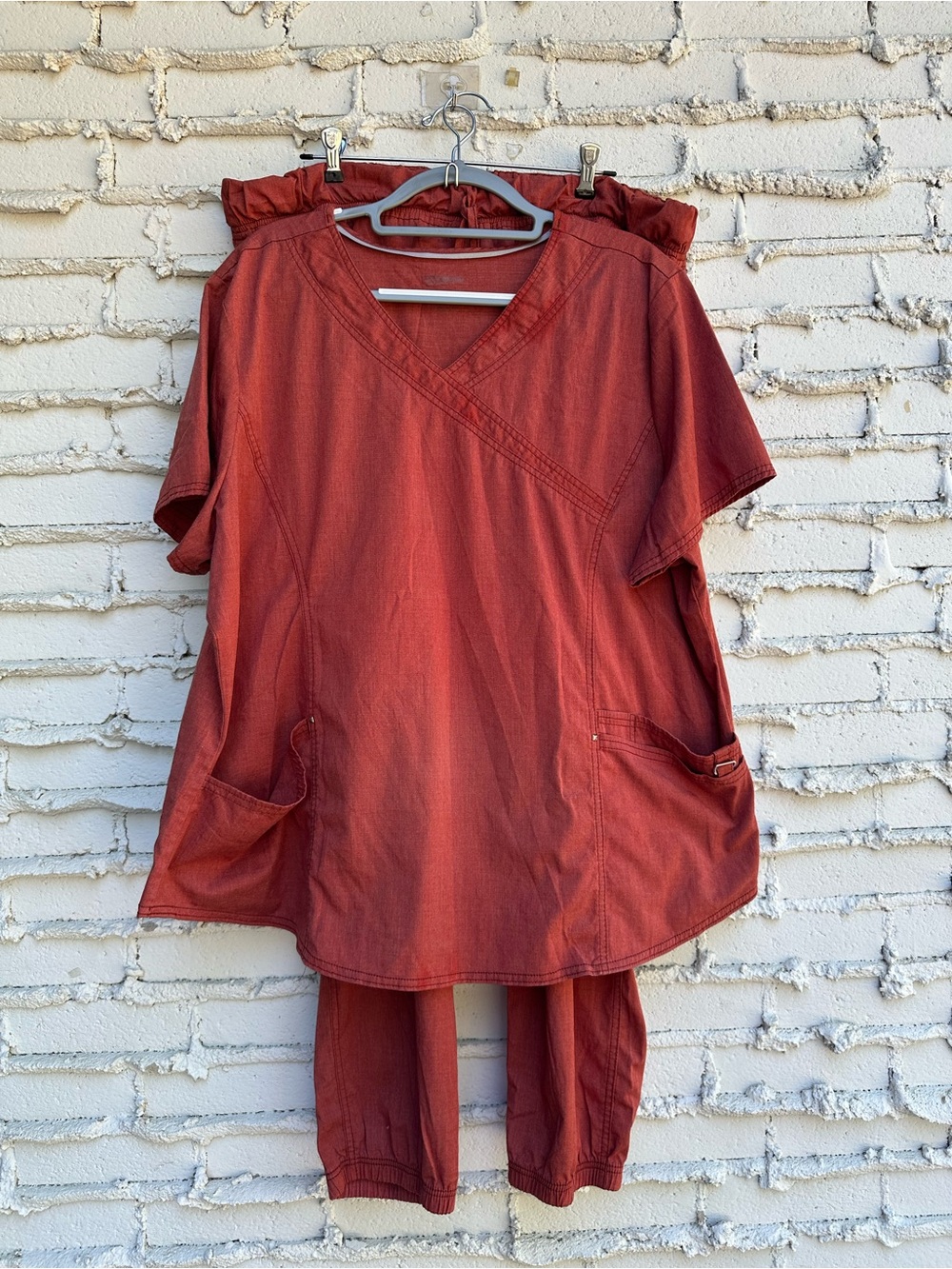 Women's Scrubstar Scrub Top and Pants Set in “Heathered Clay” 3X